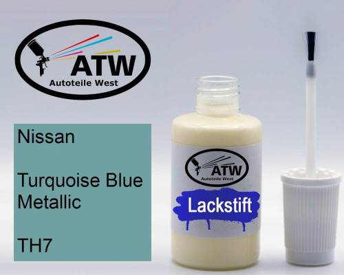 Nissan, Turquoise Blue Metallic, TH7: 20ml Lackstift, von ATW Autoteile West.